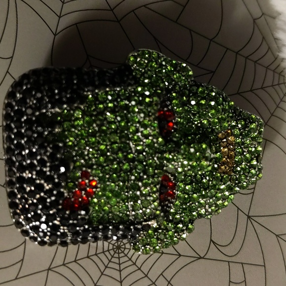 NWOT Bride of Frankenstein Earrings With Frankenstein Brooch Metallic Bejeweled - Picture 10 of 13